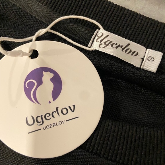 NWT Ugerlov Size S Black Oversized Pleated Skirt Long Sleeve Crew Mini Dress - Picture 12 of 13